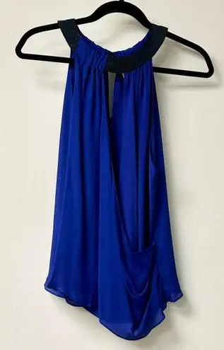 Ramy Brook Lane Silk Sleeveless Halter Keyhole Blouse Top Purple Black Women's S