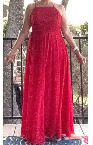 Lulus Red Halter Maxi Dress – Size M | Formal Evening Gown Size M