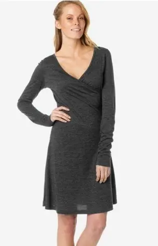 prAna Gray Nadia Wool Lightweight Wrap Front Dress Size Small