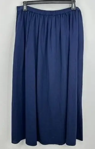 Caslon Nordstrom Linen Blend Maxi Skirt Elastic Waist Pockets Navy Blue Casual