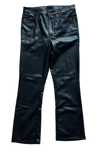 MOTHER Denim MOTHER The Insider Ankle Wax On Wax Off Sz 30 Black Faux Vegan Leather