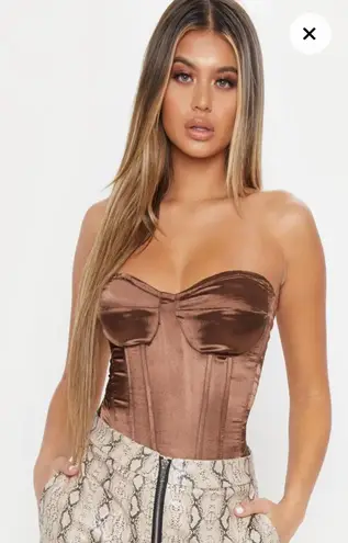 Pretty Little Thing Brown Satin Corset