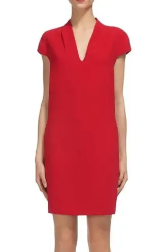 Whistles Paige V Neck Crepe Dress Red Pockets Size 6
