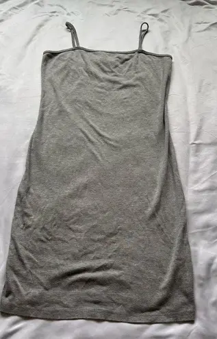 Topshop  Gray Spaghetti Strap Dress fitted Mini Summer stretchy Slim Fit Size 8