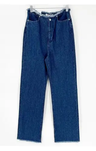 We Wore What NWT High Frayed Waistband Straight Leg Jeans 26 Blue