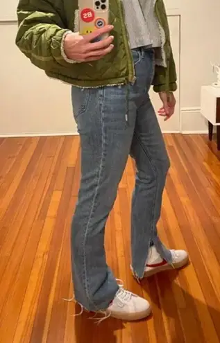 Pistola Straight Split Hem Jeans SIZE 25 High Rise Distress Denim Designer $168