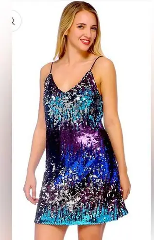 Anna Sui NWOT Anna Kaci midnight spaghetti strap sequin dress medium