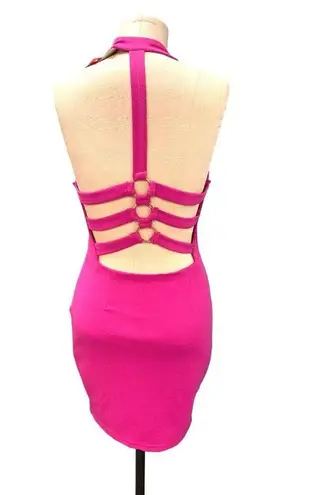 XTaren Bodycon Halter Strappy Back Mini Dress Pink Size Small NWT