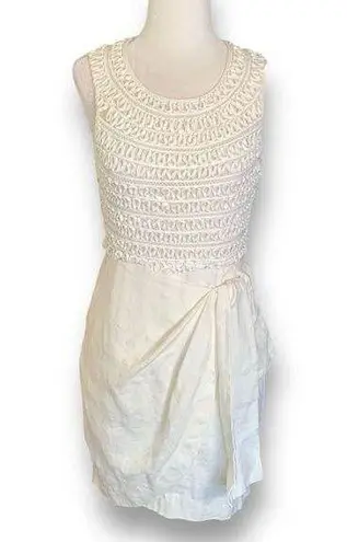 3.1 Phillip Lim Dress Cream Sleeveless Bow Embellished Ribbon Linen Silk Mini
