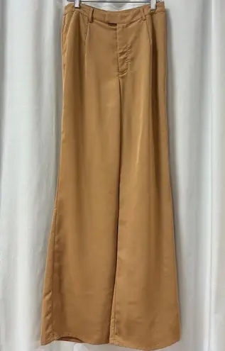 Lavish Pretty  Jamie Crop Tie Knot Blouse & Wide Leg Trouser Pants Set Tan US 4