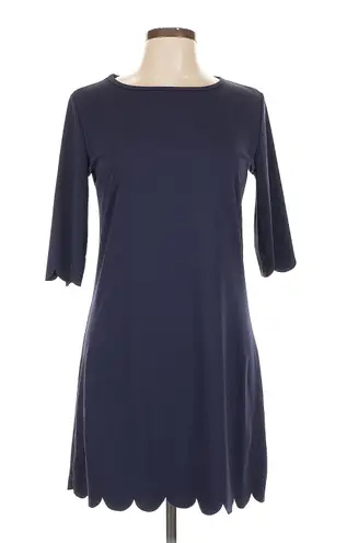 Balauoke Navy Scallop Hem Sheath Dress Women’s Small Half Sleeve Above Knee Blue