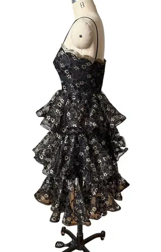 Vintage Lillie Rubin 70s Black & Gold Lace Party Dress Size X