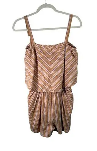 Toad & Co Taj Hemp Romper Brown Striped Summer Vacation Casual Travel Womens XS