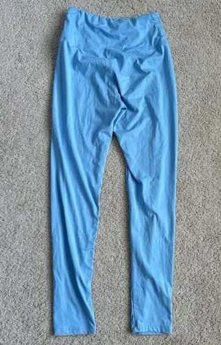 Blue Elastic High Waist Leggings Soft Fabric Size M