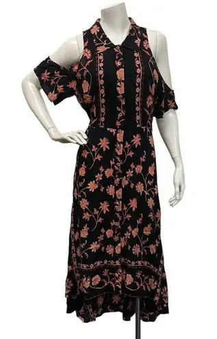Plenty By Tracy Reese women's floral button down cold shoulder dress size M