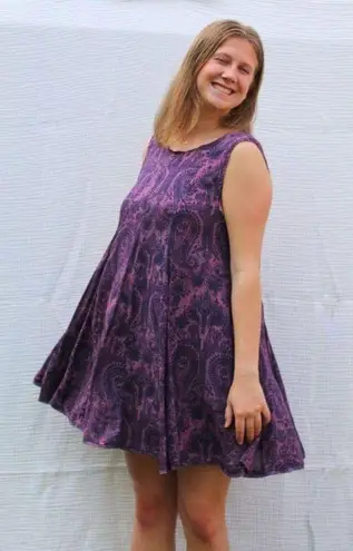 Ecote Raw Seam Purple Paisley Dress