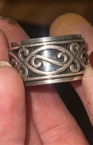Spinner Ring Ornate Band with Connected Ovals Sterling Silver Size 12