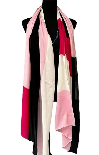 Kate Spade  Colorblind Large Shawl Scarf in Pink and White, NWT