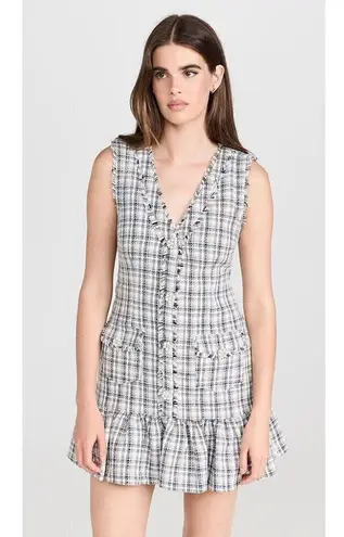 Likely Franco Ruffled Hem Mini Dress in Grey Multi Size US 2