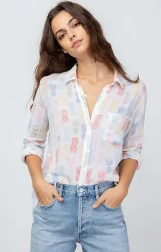 Rails Shirt Womens XS Charli Rainbow Pinas Pineapple Print Linen