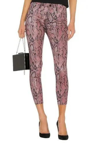 L'Agence Pants Womens 25 Pink Snake Print Margot Skinny High Rise Garnet Aurora