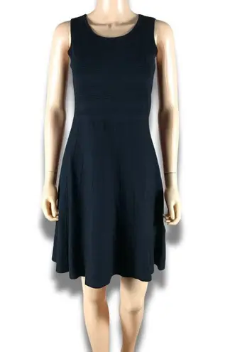 Charter Club Fit & Flare Ribbed Knit Black Dress P/S