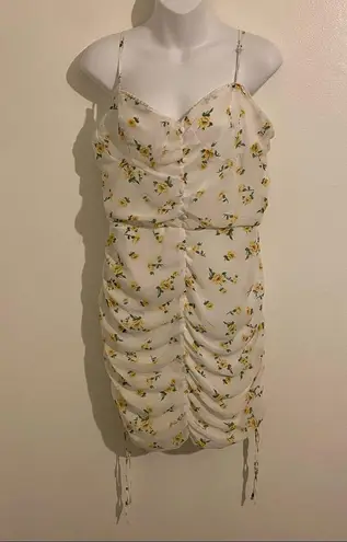 Purple Snow White Dress with Yellow and green Floral Pattern XL NWOT