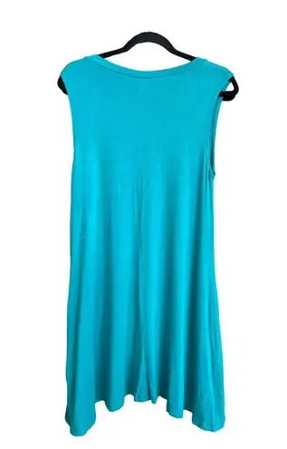 Elan Sleeveless T-Shirt Dress Size Large Green Flowy Cotton Women's New NWT