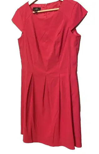 AGB Pleated Fit & Flare Cap Sleeve Pink Dress Womens Sz 12 Barbie Pink Wedding