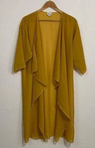 LuLaRoe  Solid Mustard Yellow Sheer Shirly Kimono Size M