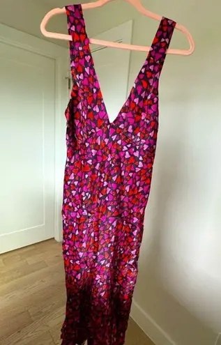 NWT Rumored Sunset Strip Midi Dress Pink Red Heart | Date Night Valentine’s Day
