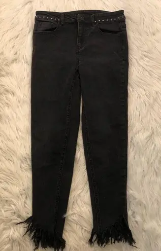 Five Plus Cropped Jeans Black Fringe Studded Size undefined