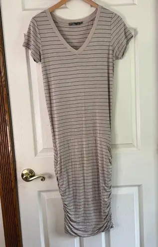 prAna Striped T-Shirt Dress Casual V-Neck Short Sleeve Comfortable XS