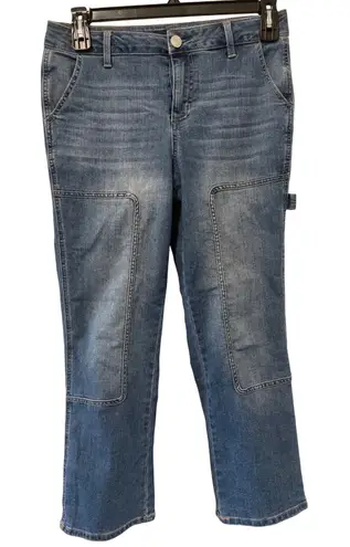 1822 Denim Carpenter Jeans Cropped Utility Pockets Blue Denim Size 8