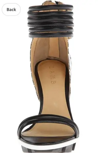 L.A.M.B. Frankie black and white snake Pump Size 6 exposed zipper mob wife heels