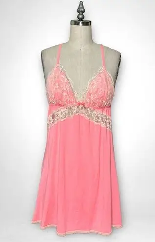 Victoria's Secret Victoria’s Secret Pink Coral Lace Trim Modal Nightgown Medium