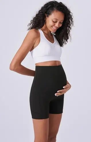 Enerful Women's Maternity Shorts Biker Summer Soft Seamless Pregnancy Yoga Workout Active Short Leggings Over Belly 5"/8"