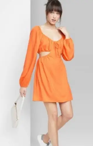 Target wild fable nwt orange long sleeve cut out mini dress