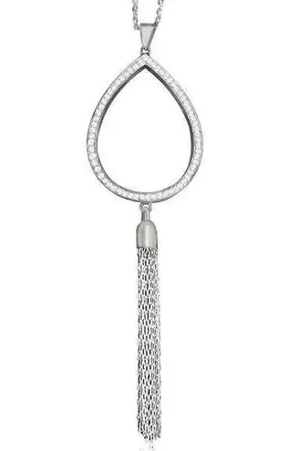 Swavorski Make a Statement W/this Swarovski Crystal Teardrop Tassel Pendant Necklace