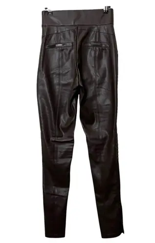 Maniere De Voir Leather & Suede Ribbed Legging In Chocolate Brown Women’s Size 0