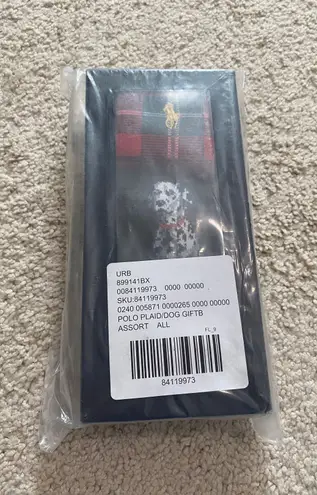 Polo Ralph Lauren Plaid Dog Crew Sock 3-Pack Gift Box NIB