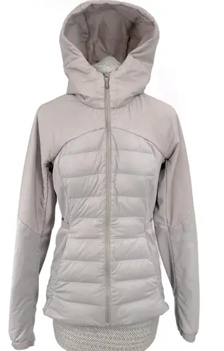 Lululemon Down For It All Jacket Dark Chrome Puffer Zip Coat Gray Silver Size 6