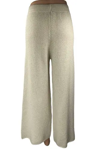 Sincerely Jules Women's Beige Knit Wide Leg Elastic Waist Trousers Pants Size M