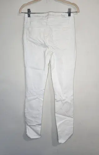 Paige  Hoxton White Denim Button Fly Ultra Skinny Women 26 High Rise Stretch Jean