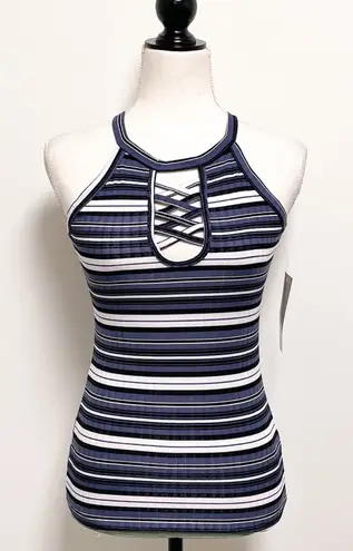 Wishful park Ribbed Stripe Key Hole Sleeveless Tank NWT Juniors Small Racerback
