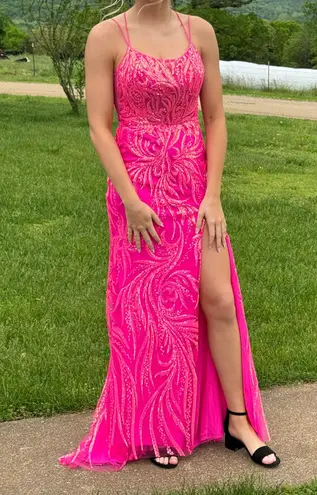 Ellie Wilde Hot Pink Prom Dress
