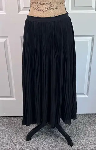 Arden B Sz M Black Fully Pleated Chiffon High Low Maxi Skirt