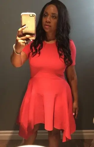 TY-LR The Odessa women’s asymmetrical Knit dress in Rust size small S