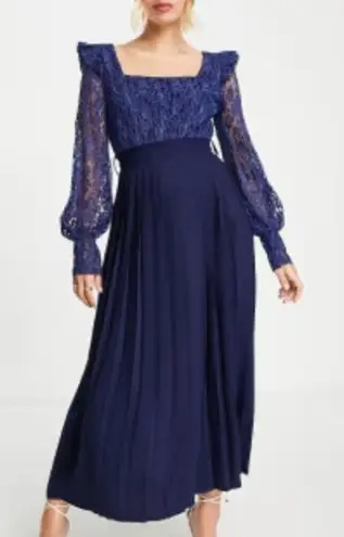 Little Mistress NWT Lace Detail Midaxi Dress in Navy Size US 6