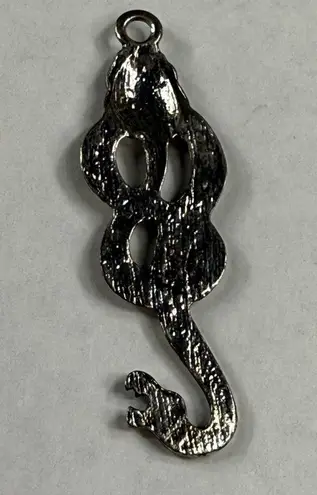 Snake Skull Pendant Charm for Necklace Silver Color Metal Goth
